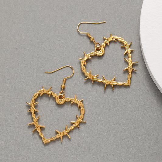 Gothic Barbed Wire Heart-shaped Earrings