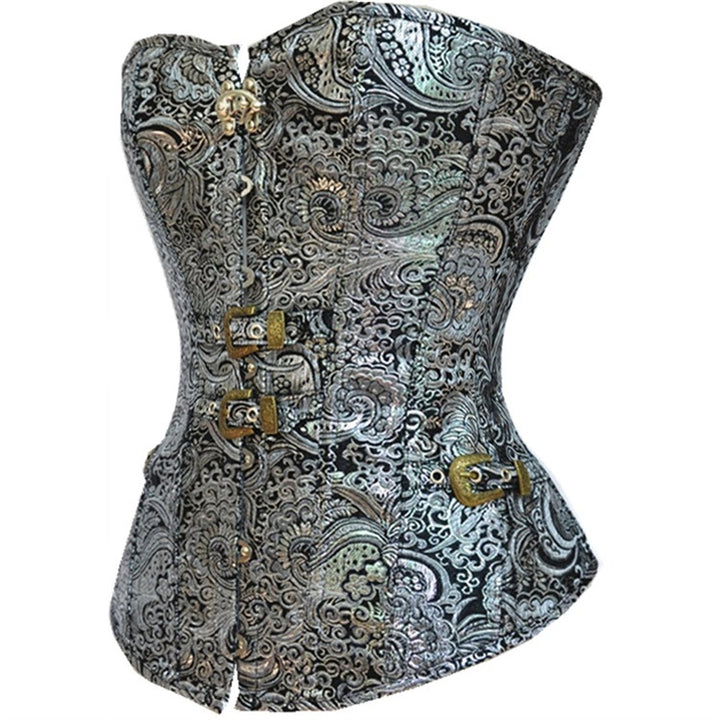 A Gothic Steampunk Court Corset - Victorian Industrial style Bustier with brass buckles, by Maramalive™.