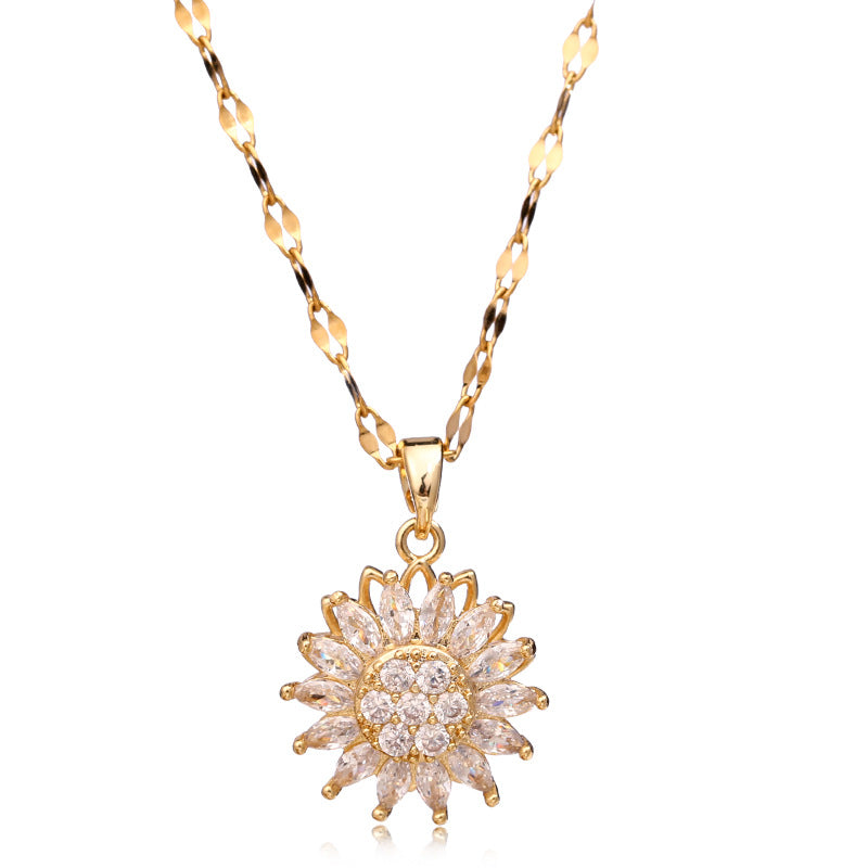 A Double-layer Rotatable Sunflower Necklace Jewelry with a flower on it from Maramalive™ brand.