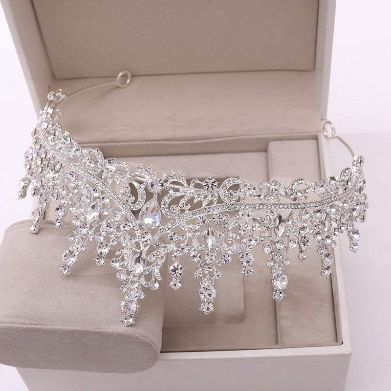 A Silver Crystal Drop Bridal Jewelry Set by Maramalive™ in a box.