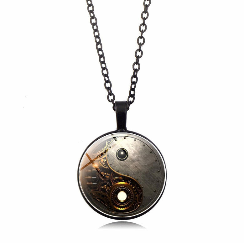 A Steampunk Yin Yang time Gem Necklace Pendant by Maramalive™.