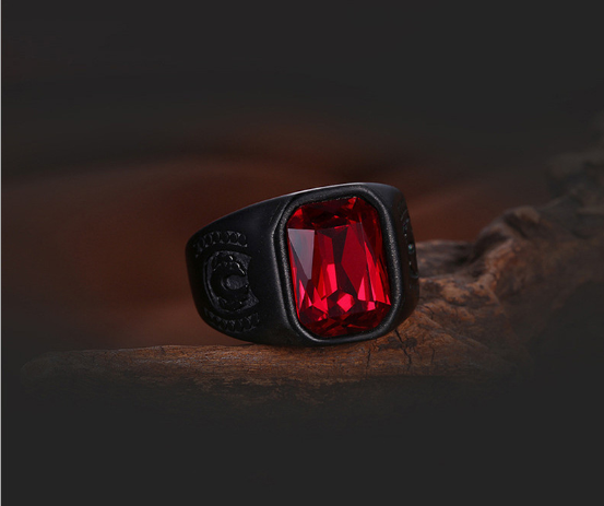 A Vintage Red Stone Ring - Punk Gothic Style Finger Jewelry from Maramalive™.