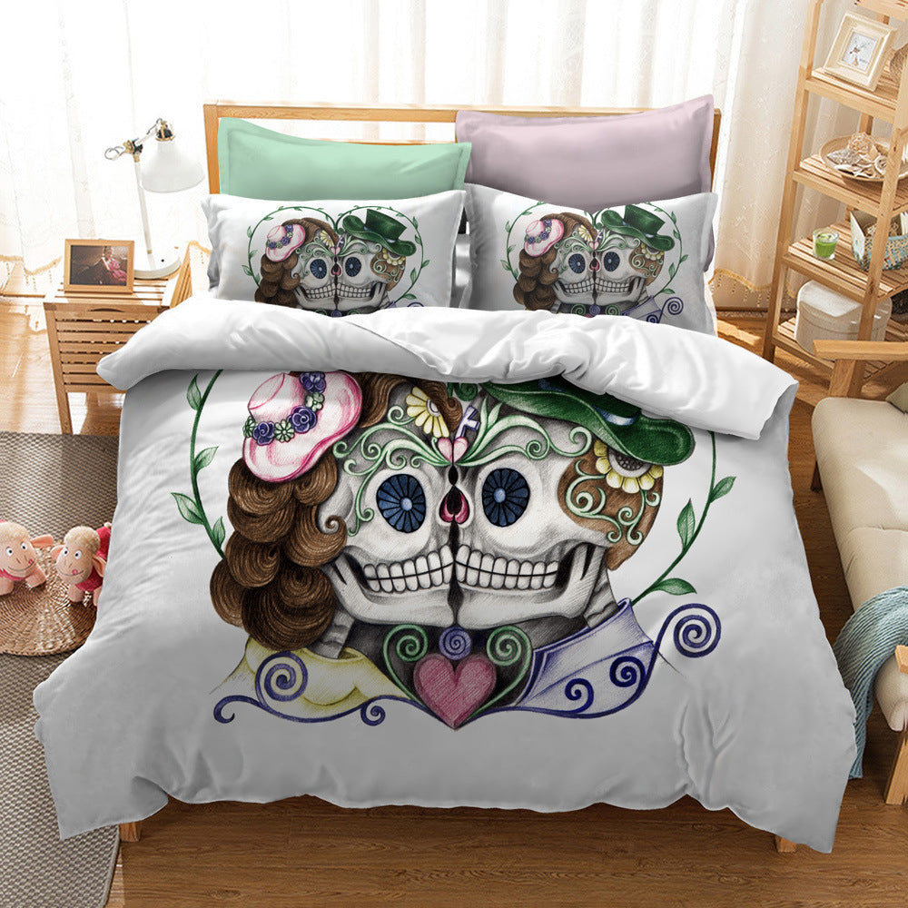 Watercolor Floral Skull Bedding Series duvet cover set by Maramalive™.