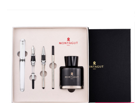 A black Maramalive™ gift box with a Hard pen calligraphy art pen and a fountain pen.