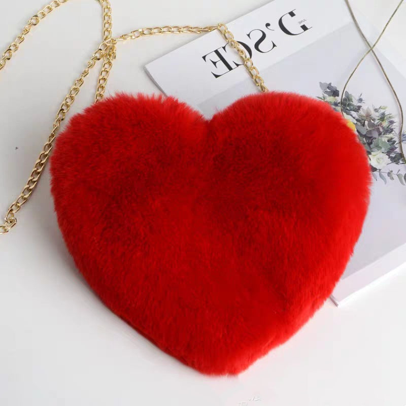 Love Bags For Women Plush Chain Shoulder Bags Valentine's Day Party Bag