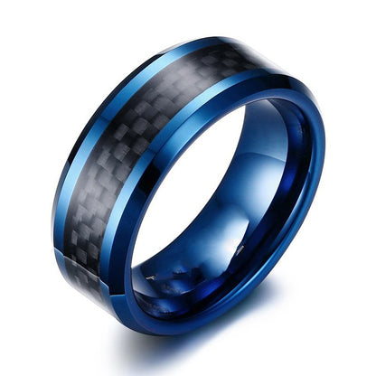 European And American Black Carbon Fiber Tungsten Steel Ring