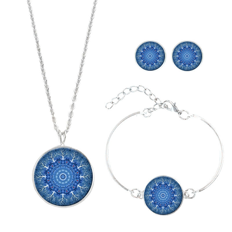 A Maramalive™ Magical Mandala Flower Time Gemstone Jewelry Set for Someone Special: A Stunning Gift for the Woman You Love necklace, bracelet, and earrings set.