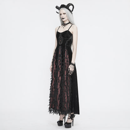 A woman in a Vintage Gothic Fashion Women's Sling Dress by Maramalive™ with cat ears.