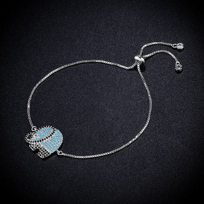 A woman wearing a Maramalive™ Rhinestone Elephant Bracelet for Collectors.