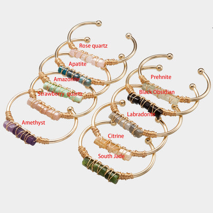 A set of six Maramalive™ Winding Crystal Gold-plated Crystal Bracelets with different colored stones.