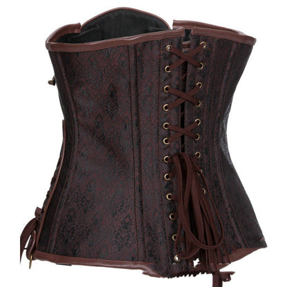 Women's Steampunk Metal Chain Punk Shapewear Corset back with laces