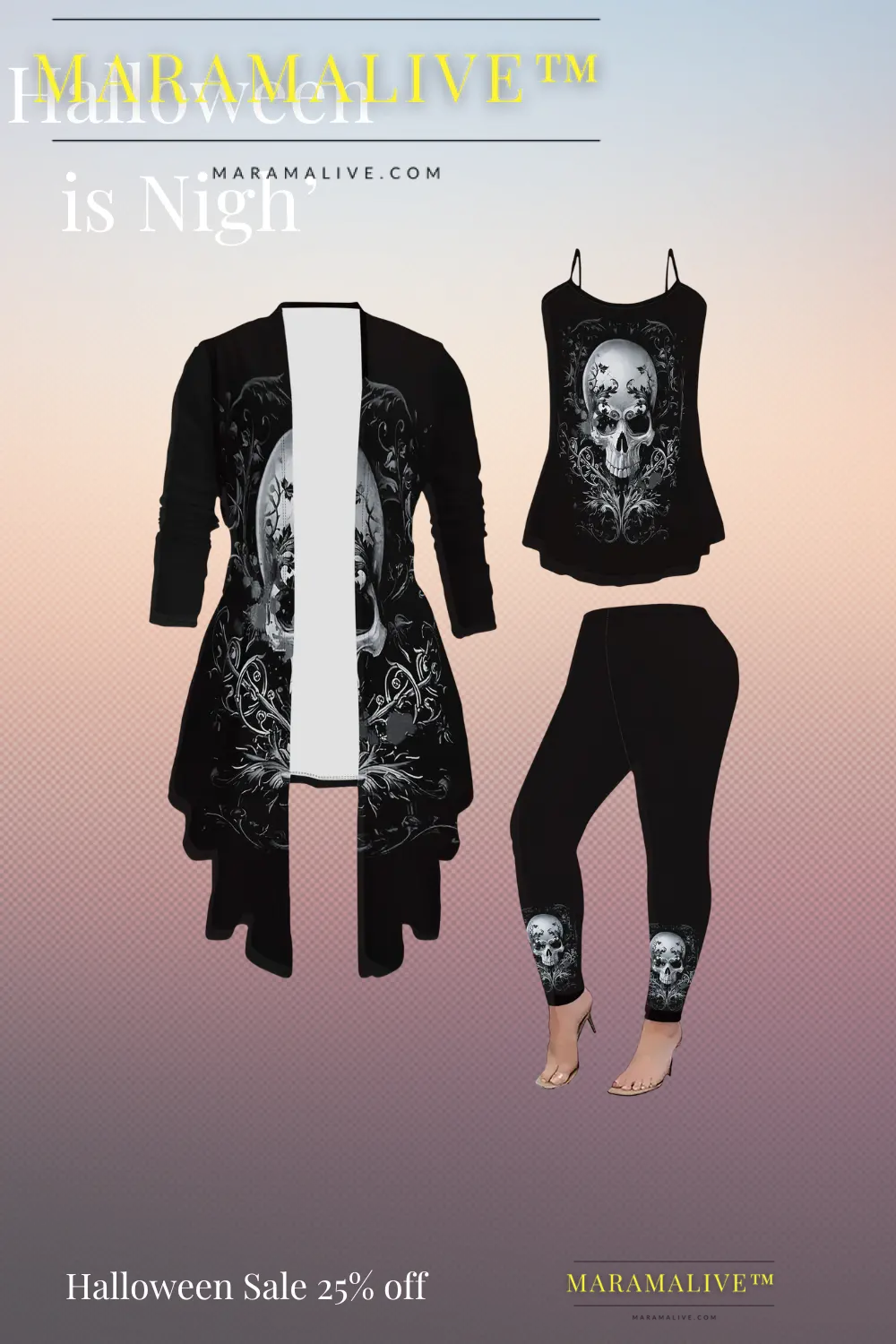 3-piece3-piece Gothic Skull Print Women's 3-Piece Set: Elegant Knit Top, Cardigan, and Pants - All-Season Polyester Gothic Skull Print Women's 3-Piece Set: Elegant Middle Eastern Style Knit Top, Cardigan, and Pants - All-Season Polyester