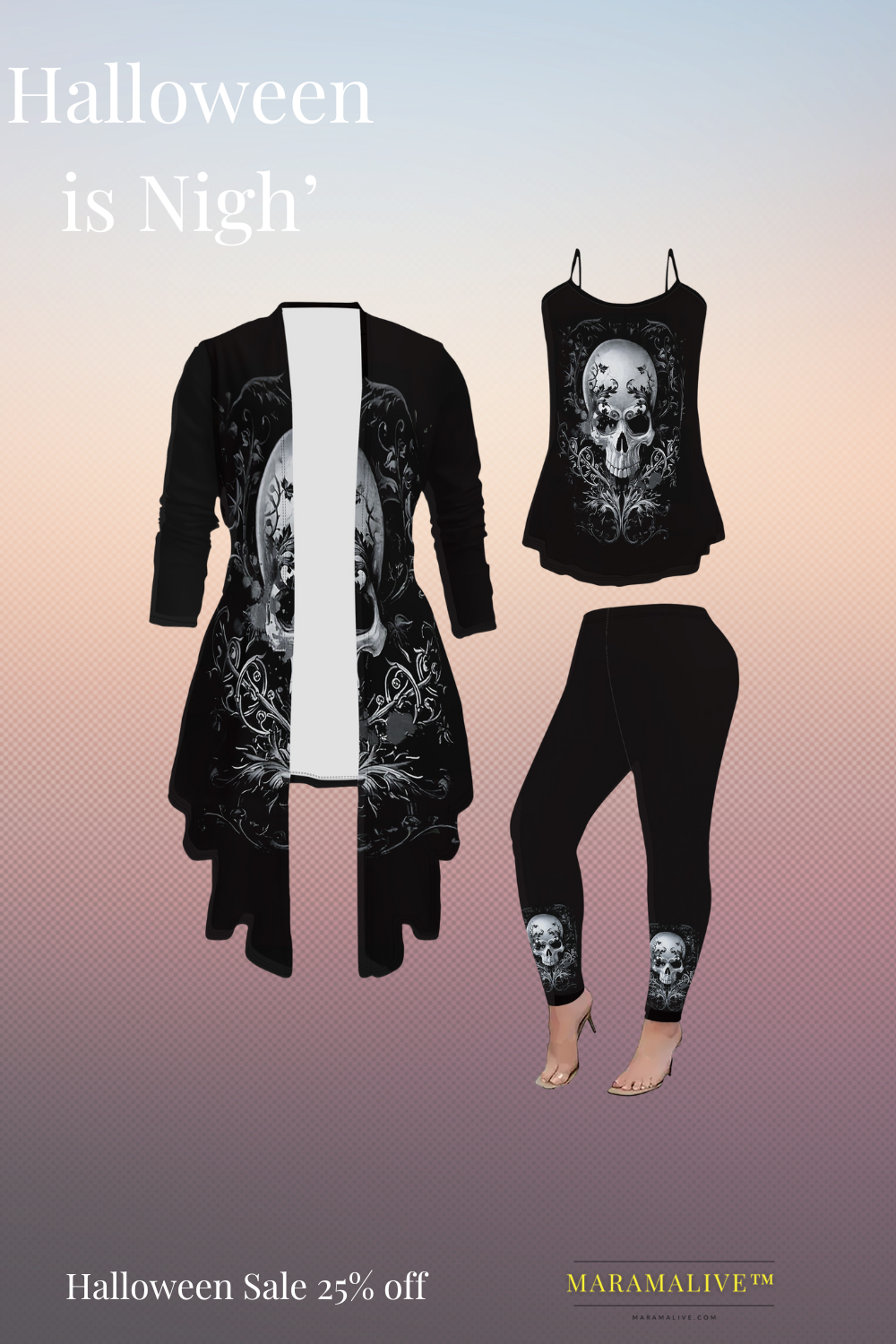 3-piece3-piece Gothic Skull Print Women's 3-Piece Set: Elegant Knit Top, Cardigan, and Pants - All-Season Polyester Gothic Skull Print Women's 3-Piece Set: Elegant Middle Eastern Style Knit Top, Cardigan, and Pants - All-Season Polyester