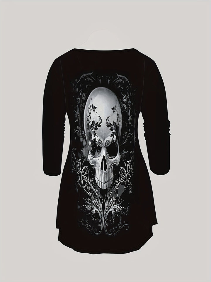 3-piece3-piece Gothic Skull Print Women's 3-Piece Set: Elegant Knit Top, Cardigan, and Pants - All-Season Polyester Gothic Skull Print Women's 3-Piece Set: Elegant Middle Eastern Style Knit Top, Cardigan, and Pants - All-Season Polyester