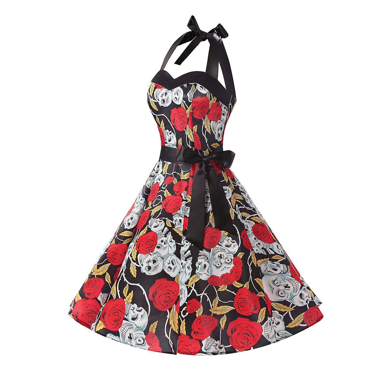 A Gothic-style "The Hepburn Haunt - Halloween Easter Hepburn Dress" adorned with roses.