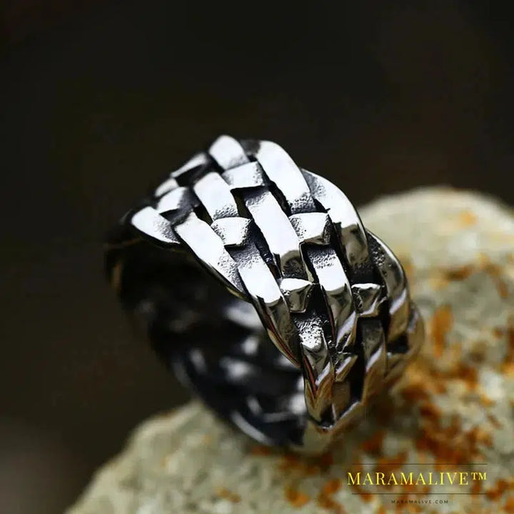 316L Stainless Steel Gothic Personality Chain Ring Man Goth Fashion Men's Accessories