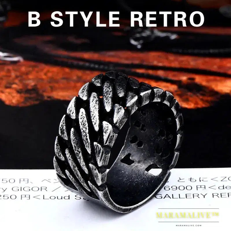 316L Stainless Steel Gothic Personality Chain Ring Man Goth Fashion Men's Accessories