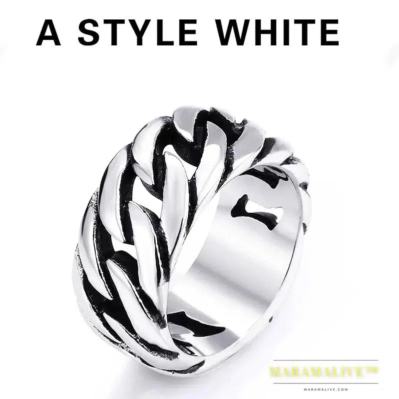 316L Stainless Steel Gothic Personality Chain Ring Man Goth Fashion Men's Accessories