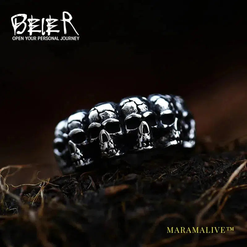 316L Stainless Steel Ring Top Quality Punk Skull Ring Vintage Skull Fashion Jewelry