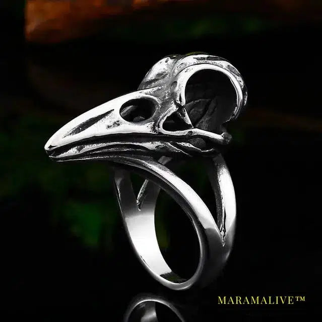 316L Stainless Steel Viking Totem Huge Thor Mjolnir Amulet Scandinavian Skull Crow Ring For Boy Man Jewelry