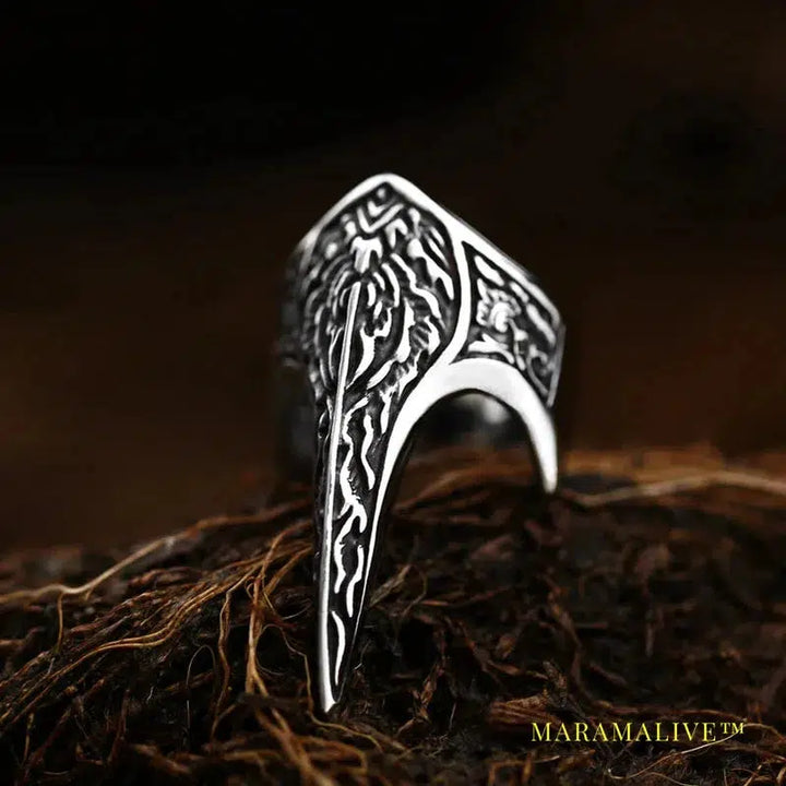 316L Stainless Steel Viking Totem Huge Thor Mjolnir Amulet Scandinavian Skull Crow Ring For Boy Man Jewelry