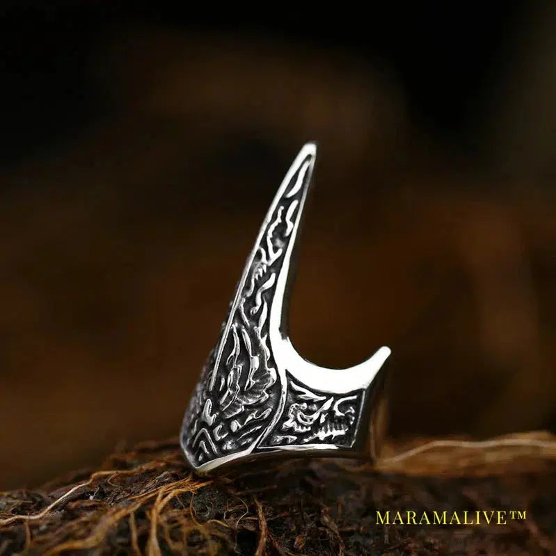 316L Stainless Steel Viking Totem Huge Thor Mjolnir Amulet Scandinavian Skull Crow Ring For Boy Man Jewelry