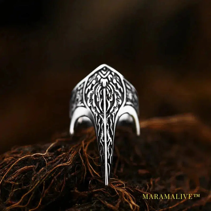 316L Stainless Steel Viking Totem Huge Thor Mjolnir Amulet Scandinavian Skull Crow Ring For Boy Man Jewelry