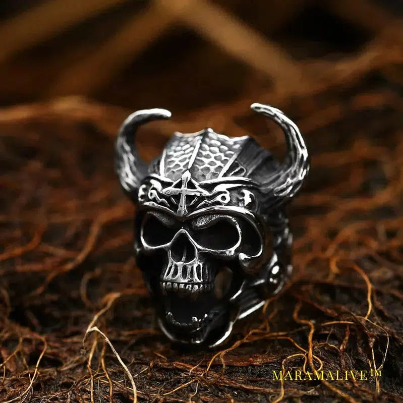 316L Stainless Steel Viking Warrior Skull Rings Amulet for men scandinavian Nordic God of War fashion biker jewelry