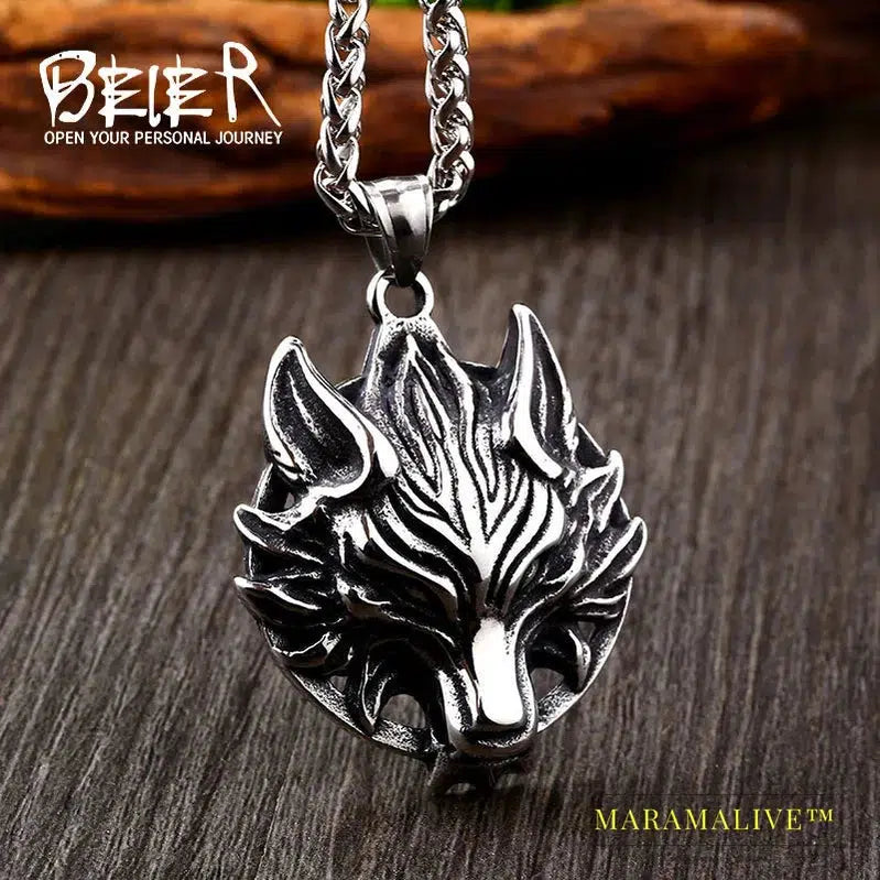 316L stainless steel Viking Wolf Amulet Men's Pendant Necklace Punk Animals Navis High Quality Jewelry