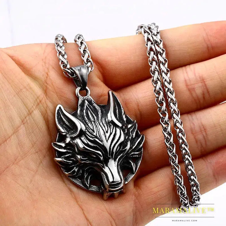 316L stainless steel Viking Wolf Amulet Men's Pendant Necklace Punk Animals Navis High Quality Jewelry