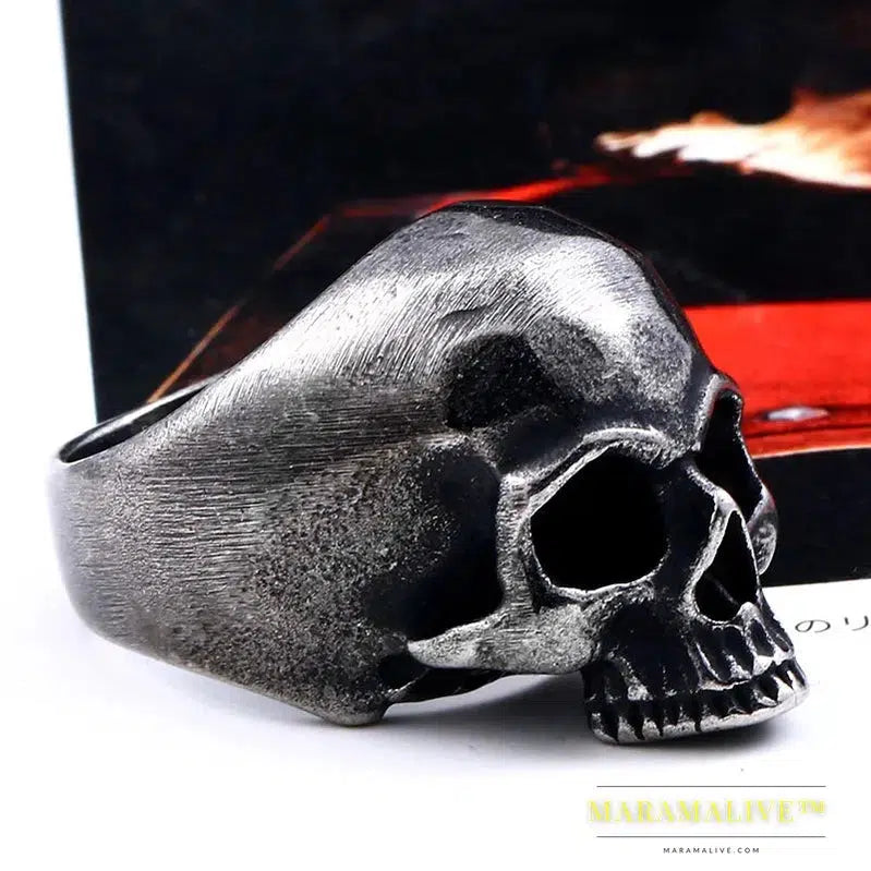 316L stainless steel Vintage skull men's ring punk party rock high quality jewelry gift