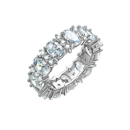 Women's Sterling Silver High Carbon Diamond Row Ring
