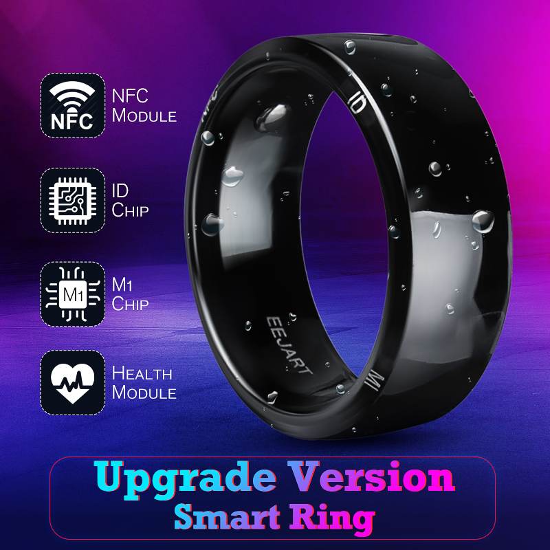 A Multifunctional Smart NFC Ring Fashion with the words upgrade version smart ring by Maramalive™.