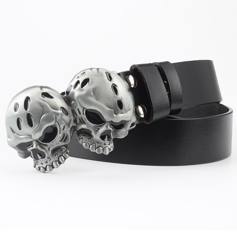 Leisure Skull Decoration Belt Pure Leather