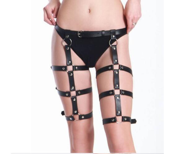 Maramalive™ Gothic women's crop top stockings bra bondage cluster harness leg prom dress.