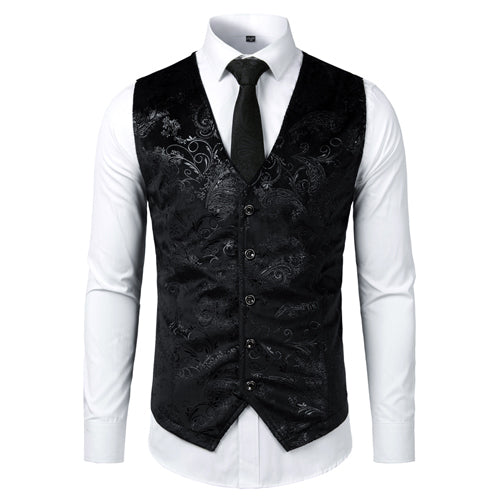 Steampunk Gold Vest for Groomsmen Black on Black