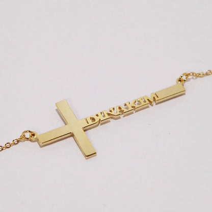 A Maramalive™ Cross Necklace Personalized Name Stainless Steel Clavicle Necklace Place your Name, Her Name on this Beautiful Piece of Jewelry.
