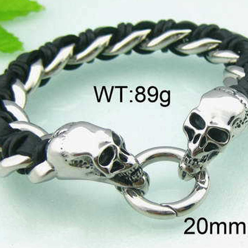 A person wearing a Maramalive™ Titanium Steel Skull And Dragon Head Animal Bracelet.