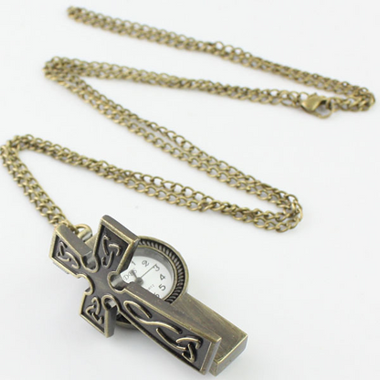 A Gothic Steampunk Cross Necklace from Maramalive™ with a celtic cross on it.