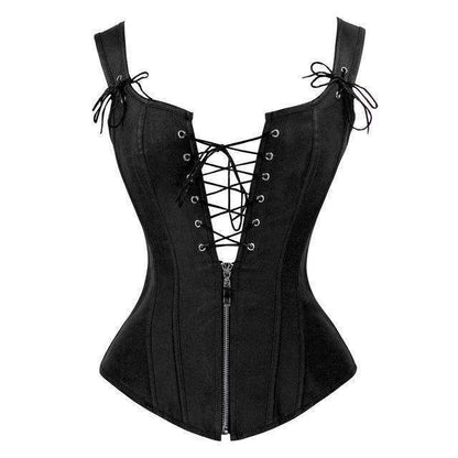 A Steampunk Vest Corset by Maramalive™ with laces and zippers.