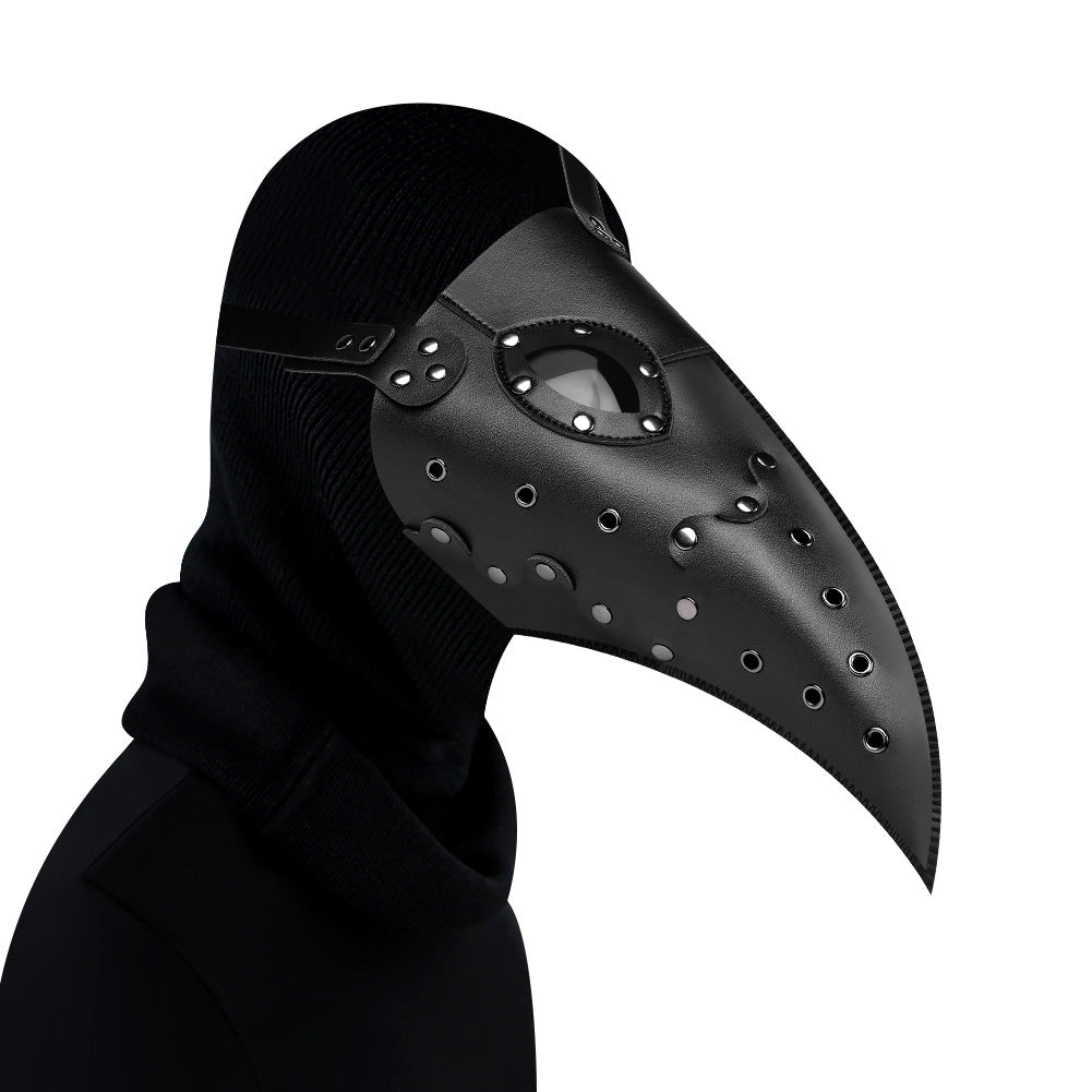 A Steampunk Plague Long Beak Party Headgear with studs on it, manufactured by Maramalive™.