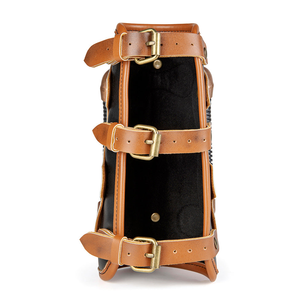 Be brave in a retro-futuristic, Maramalive™ Steampunk Leather & Metal Gauntlet - Cosplay Armor for Forearm world of time-traveling with gears.