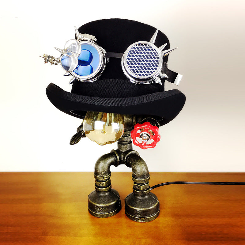 A Steampunk creative retro top hat and goggles lamp by Maramalive™.