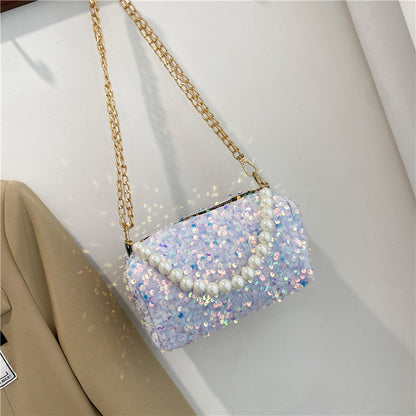 Summer Women's Fashionable Sequined Chain Shoulder Bag