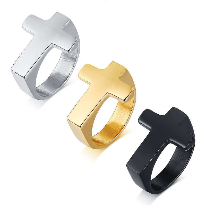 Cross titanium steel ring