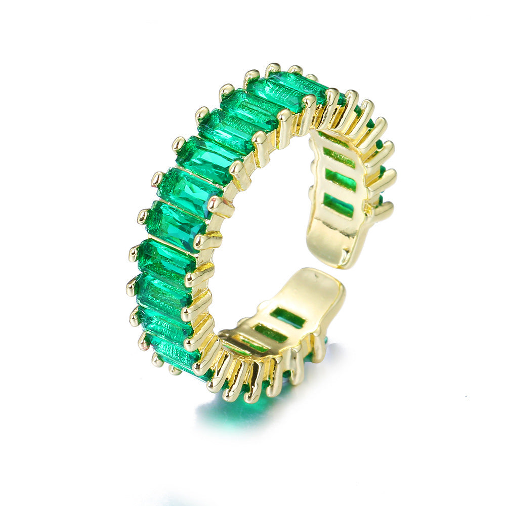 A Gorgeous Fashion Emerald Open Zircon Ring A MUST HAVE from Maramalive™ with a red rose.