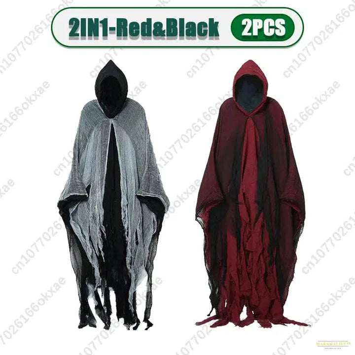 3PCS Halloween Cape Cape Cos Dead Witch Zombie Costume Skull Cape Props Horror Dress Up Cape Halloween Horror Costume Props