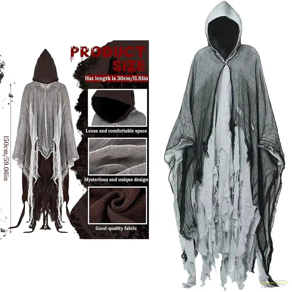 3PCS Halloween Cape Cape Cos Dead Witch Zombie Costume Skull Cape Props Horror Dress Up Cape Halloween Horror Costume Props