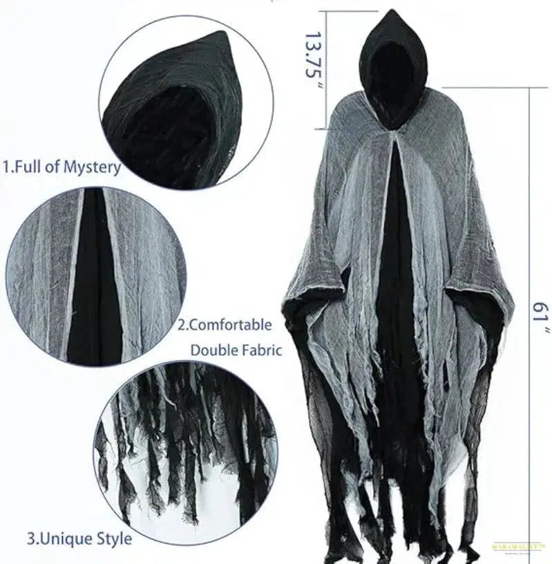 3PCS Halloween Cape Cape Cos Dead Witch Zombie Costume Skull Cape Props Horror Dress Up Cape Halloween Horror Costume Props