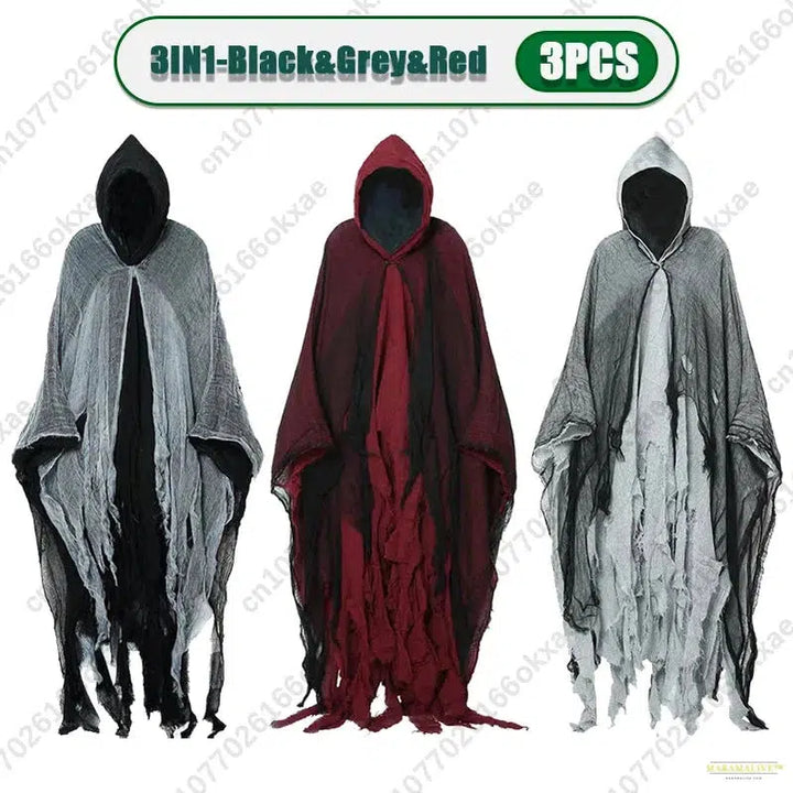 3PCS Halloween Cape Cape Cos Dead Witch Zombie Costume Skull Cape Props Horror Dress Up Cape Halloween Horror Costume Props